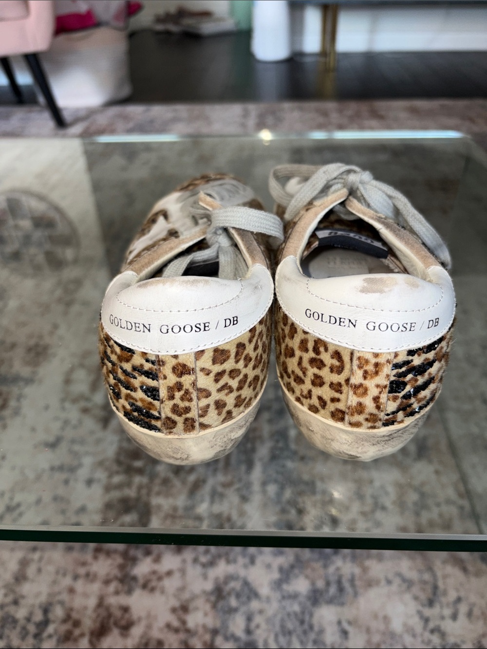 GOLDEN GOOSE SUPERSTARS LEOPARD FUR EMBELLISHED BlK CRYSTAL 38 - Picture 6 of 9